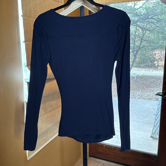 Grace Navy Blue Splice Wrap Top Size Small - Picture 5 of 6